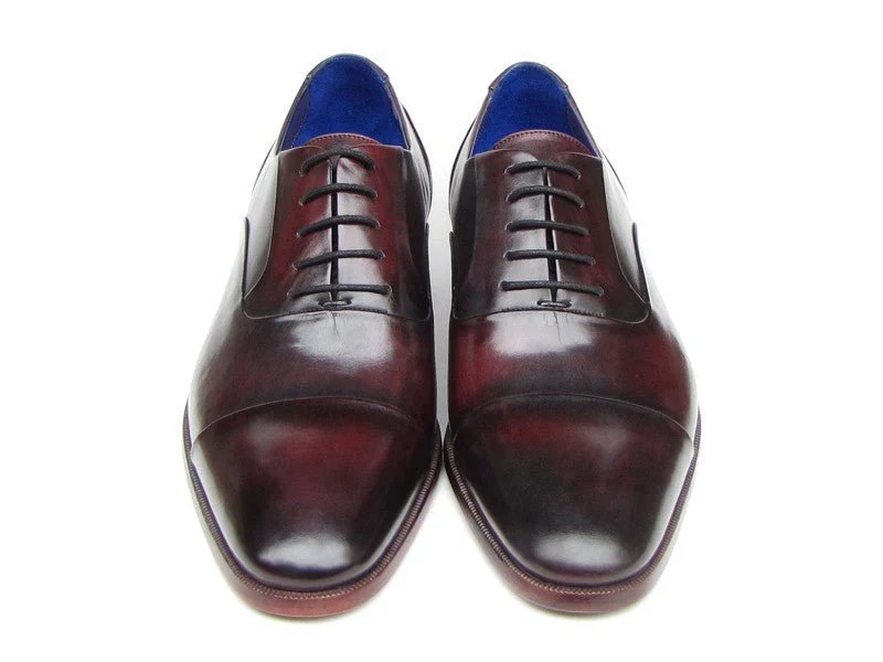 Paul Parkman Men's Captoe Oxfords Black Purple Shoes (ID#074-RP-BLK) - Image 2