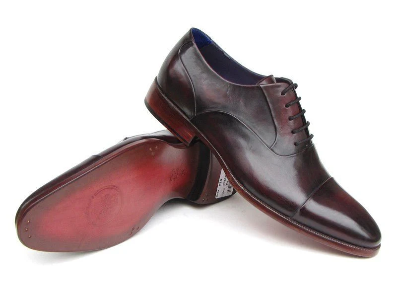 Paul Parkman Men's Captoe Oxfords Black Purple Shoes (ID#074-RP-BLK) - Image 4