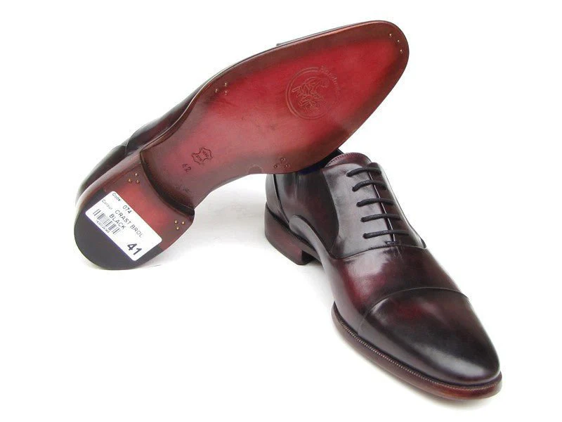 Paul Parkman Men's Captoe Oxfords Black Purple Shoes (ID#074-RP-BLK) - Image 5