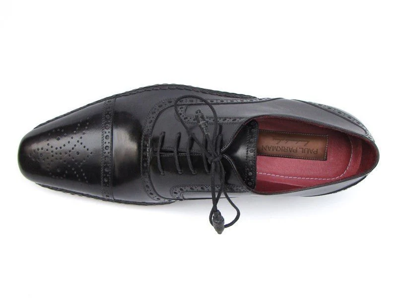 Paul Parkman Men's Captoe Oxfords Black Shoes (ID#5032-BLK) - Image 6