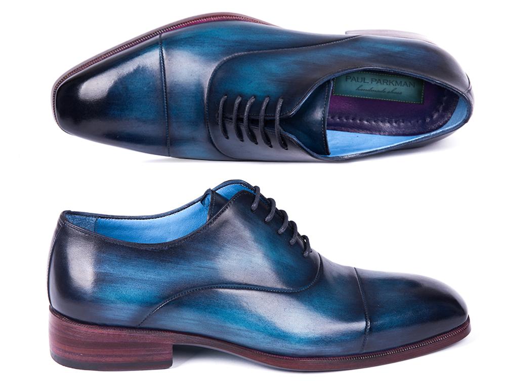 Paul Parkman Men's Captoe Oxfords Blue and Turquoise (ID#1744-BTQ)
