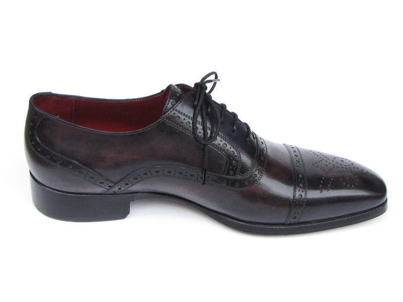 Paul Parkman Men's Captoe Oxfords Bronze and Black Shoes (ID#77U844) - Image 5