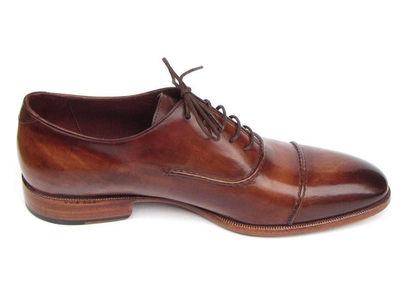 Paul Parkman Men's Captoe Oxfords Brown Hand Painted Shoes (ID#077-BRW) - Image 6