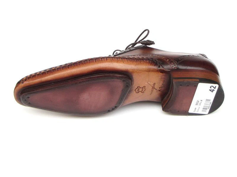 Paul Parkman Men's Captoe Oxfords Brown Hand Painted Shoes (ID#5032-BRW) - Image 3