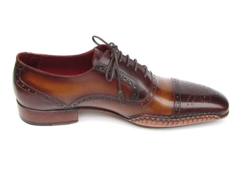 Paul Parkman Men's Captoe Oxfords Brown Hand Painted Shoes (ID#5032-BRW) - Image 6
