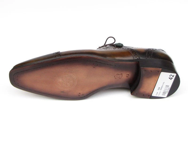 Paul Parkman Men's Captoe Oxfords Camel and Olive Shoes (ID#024-OLV) - Image 2