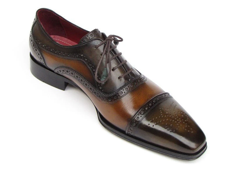 Paul Parkman Men's Captoe Oxfords Camel and Olive Shoes (ID#024-OLV) - Image 5