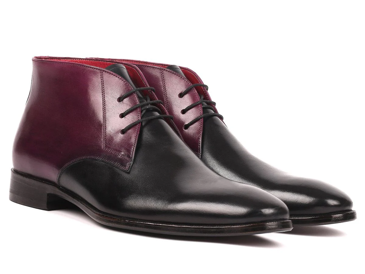 Paul Parkman Men's Chukka Boots Black and Purple (ID#CK68H1)