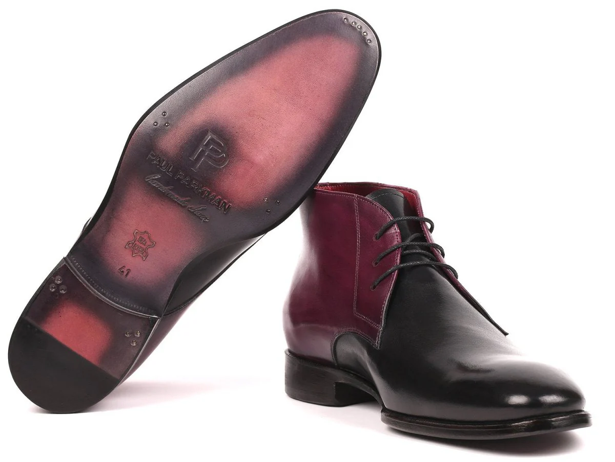 Paul Parkman Men's Chukka Boots Black and Purple (ID#CK68H1) - Image 3