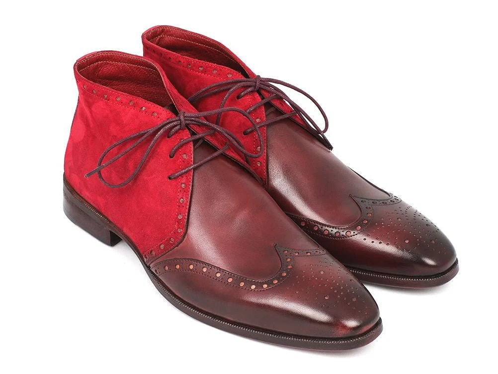 Paul Parkman Men's Chukka Boots Bordeaux Suede and Leather (ID#CK51-BRD) - Image 3