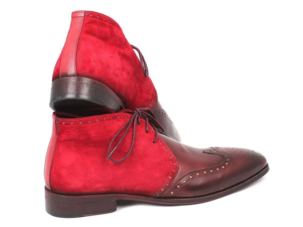 Paul Parkman Men's Chukka Boots Bordeaux Suede and Leather (ID#CK51-BRD) - Image 4