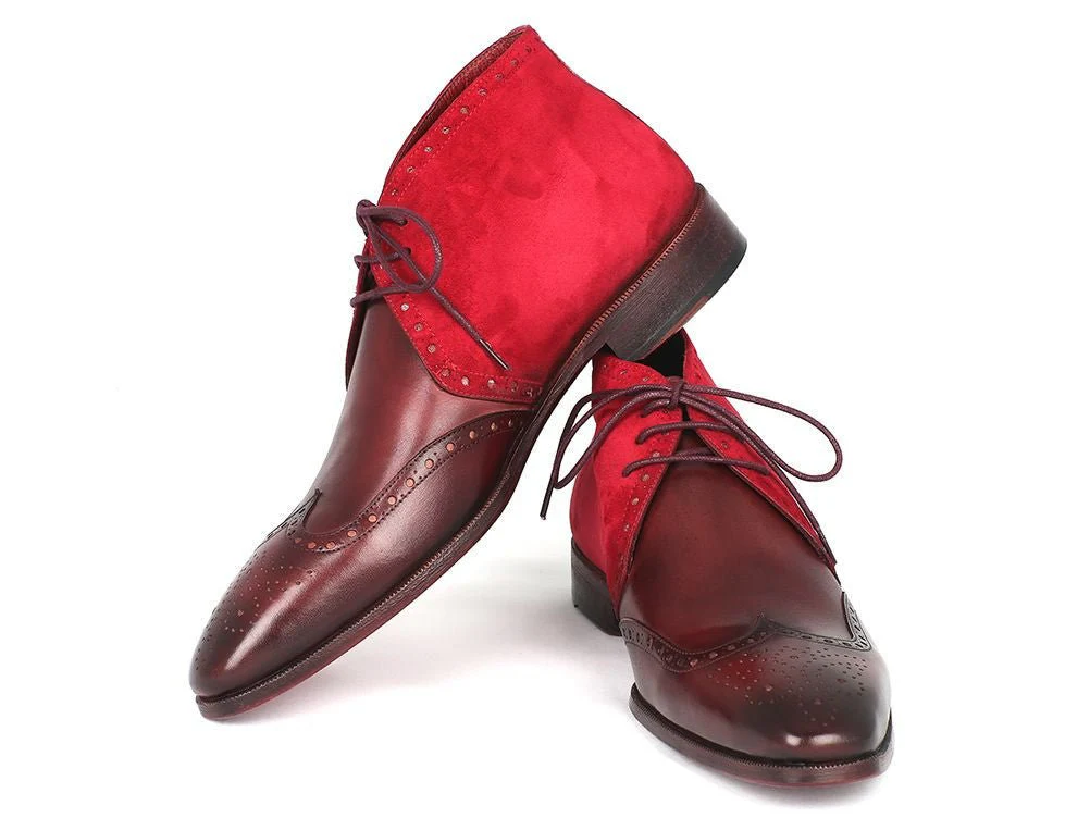 Paul Parkman Men's Chukka Boots Bordeaux Suede and Leather (ID#CK51-BRD) - Image 6