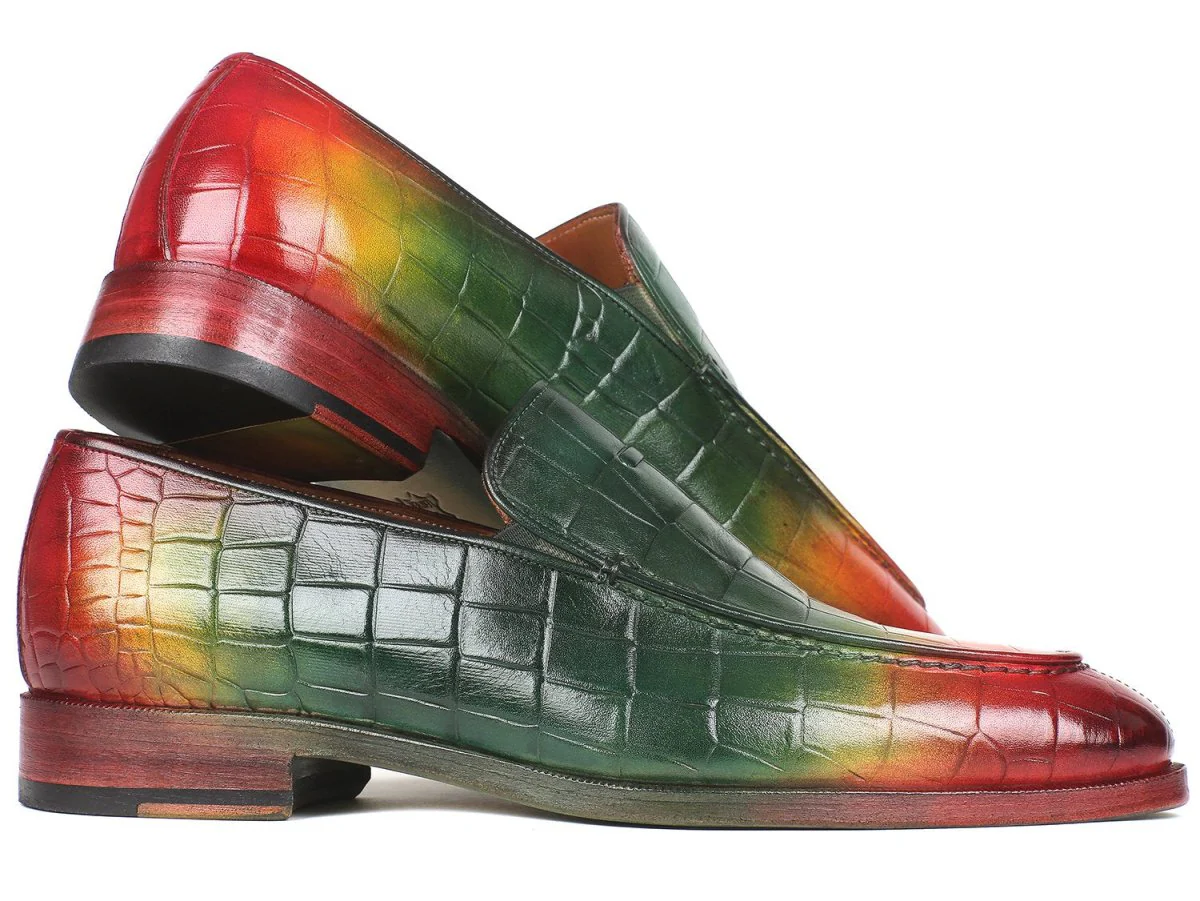 Paul Parkman Men's Croco-Embossed Calfskin Loafers in Multicolor - Image 5