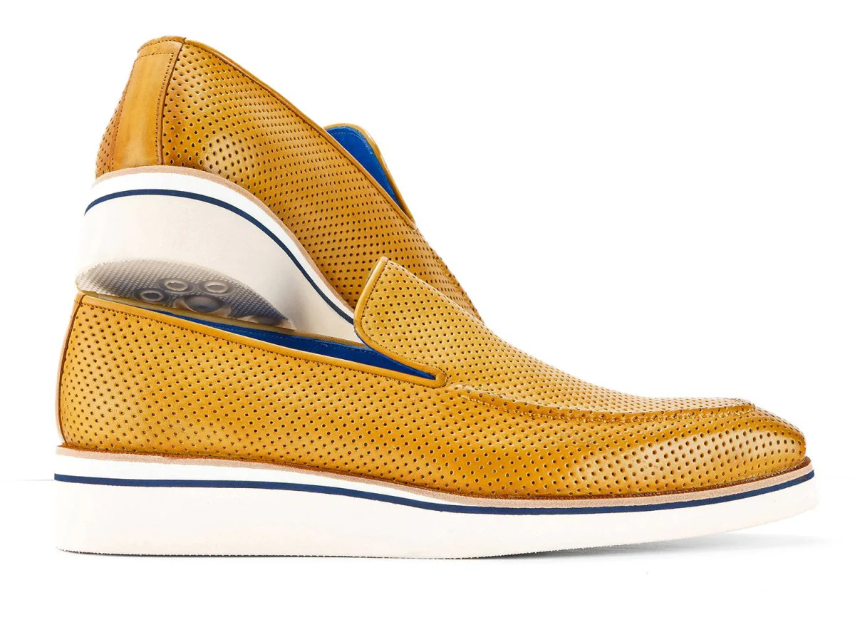Paul Parkman Men's Custom Made Beige Smart Casual Perforated Leather Loafers 186-PR-BEJ - Image 3