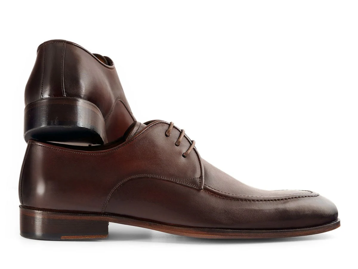 Paul Parkman Men's Custom Made Brown and Bordeaux Leather Apron Derby Shoes 33BRD92 - Image 2