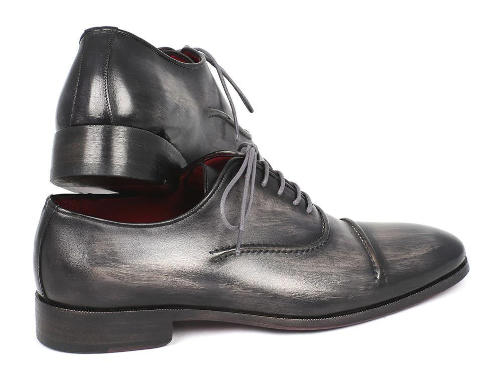 Paul Parkman Men's Custom Made Captoe Oxfords Gray and Black Hand Painted Shoes 077-GRY - Image 3