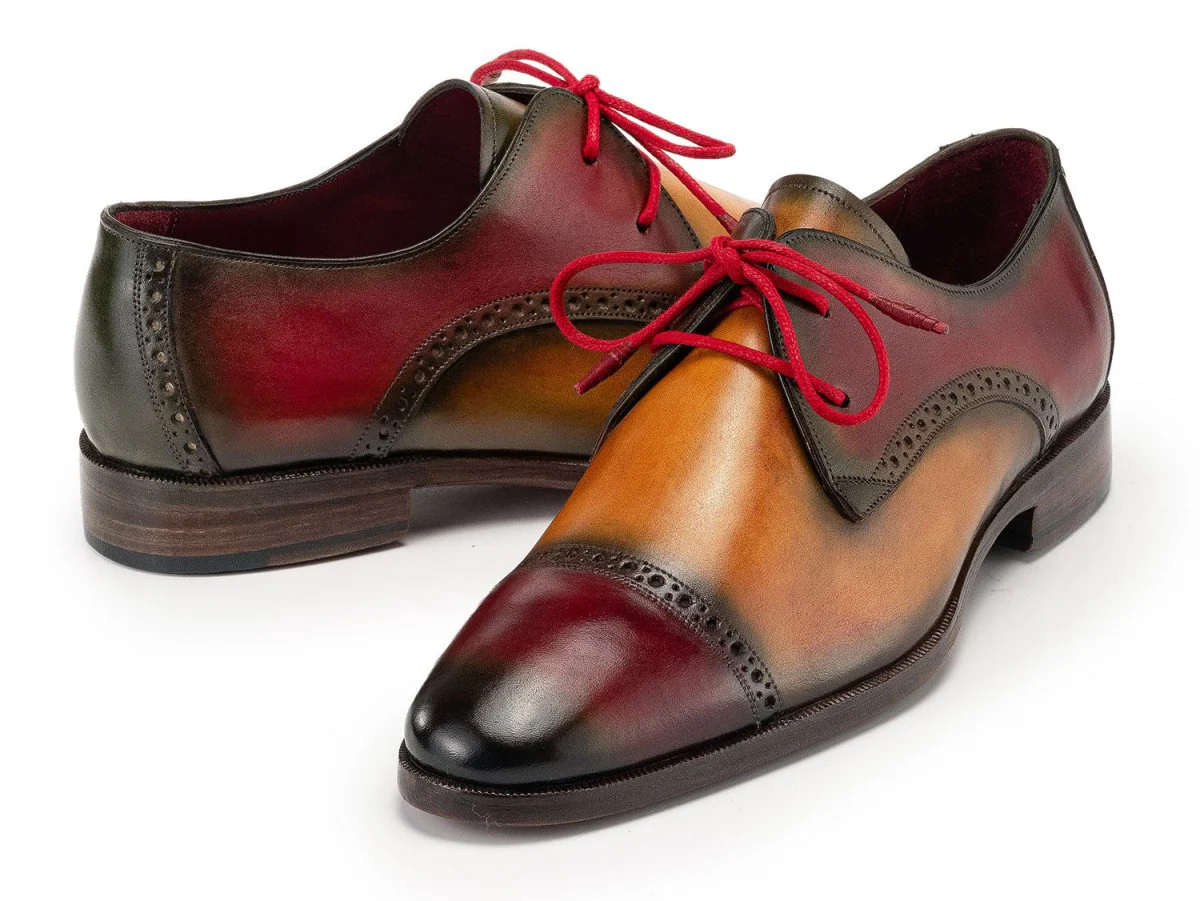 Paul Parkman Men's Custom Made Multicolored Cap Toe Derby Shoes 1247-MLT - Image 3