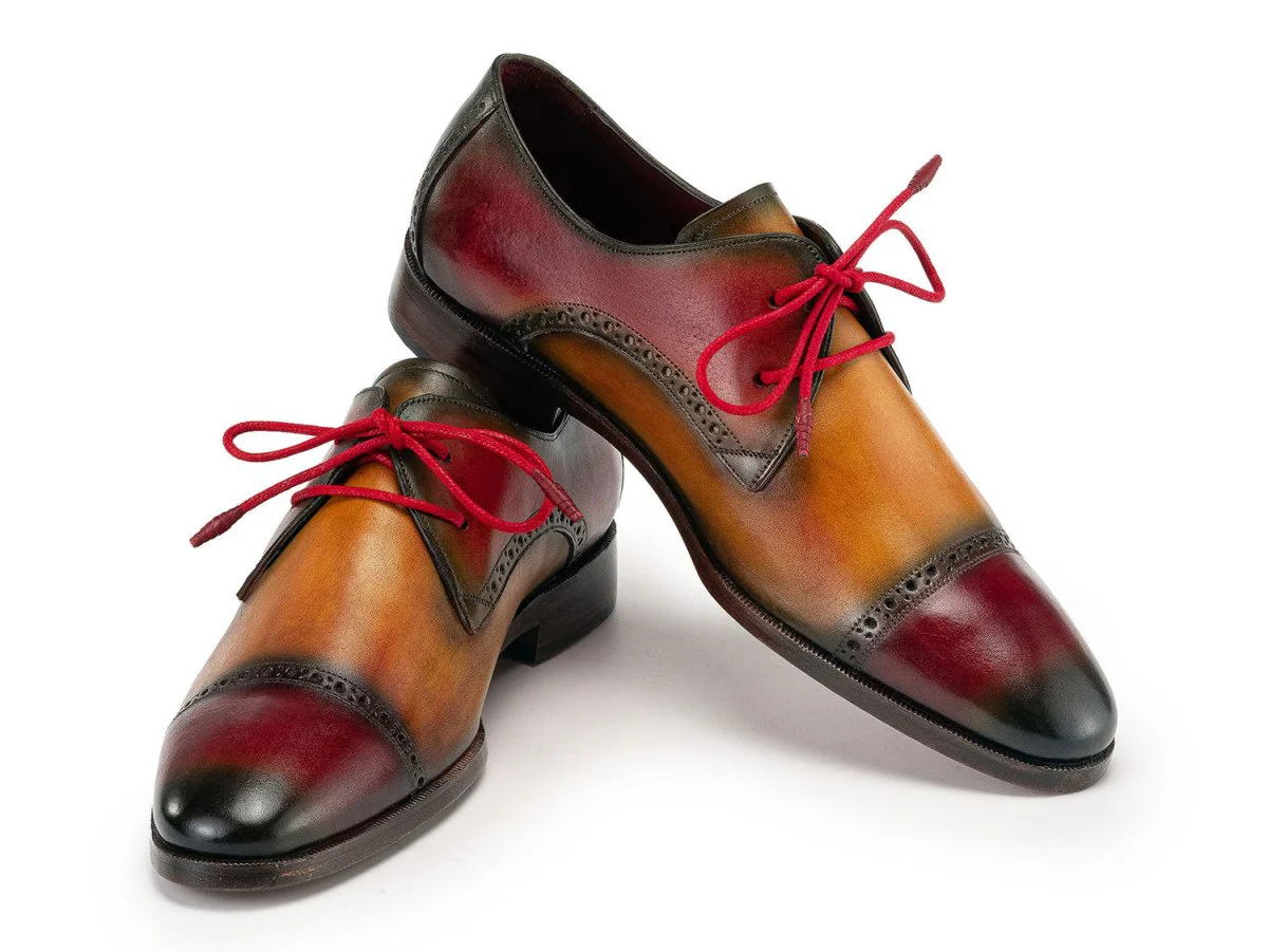 Paul Parkman Men's Custom Made Multicolored Cap Toe Derby Shoes 1247-MLT - Image 4