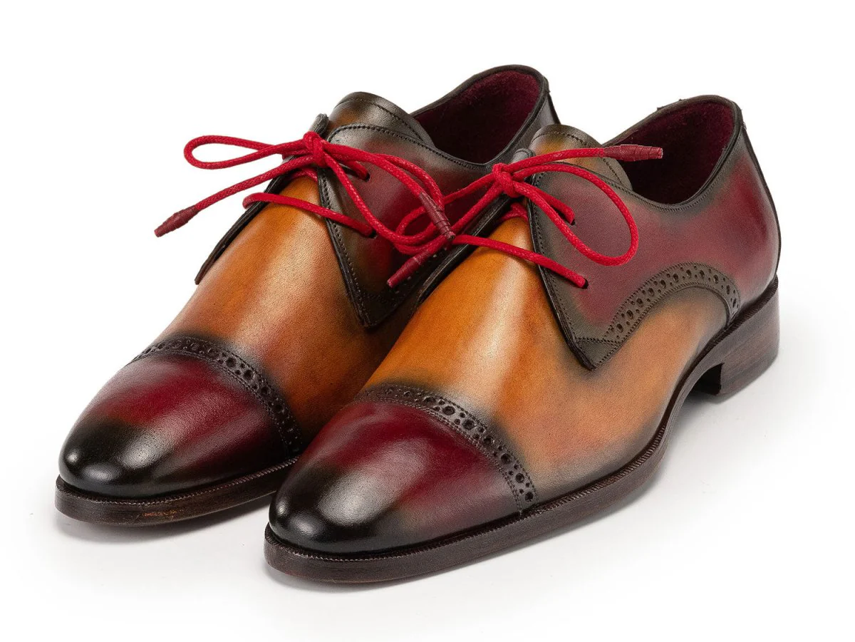 Paul Parkman Men's Custom Made Multicolored Cap Toe Derby Shoes 1247-MLT - Image 5