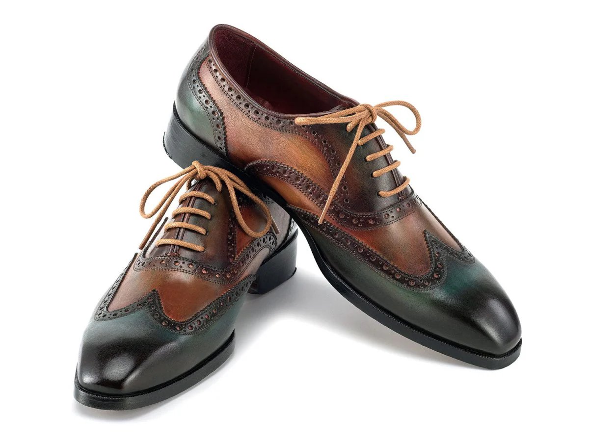Paul Parkman Men's Custom Made Wingtip Oxfords Green Handpainted Calfskin 228-GRN - Image 5
