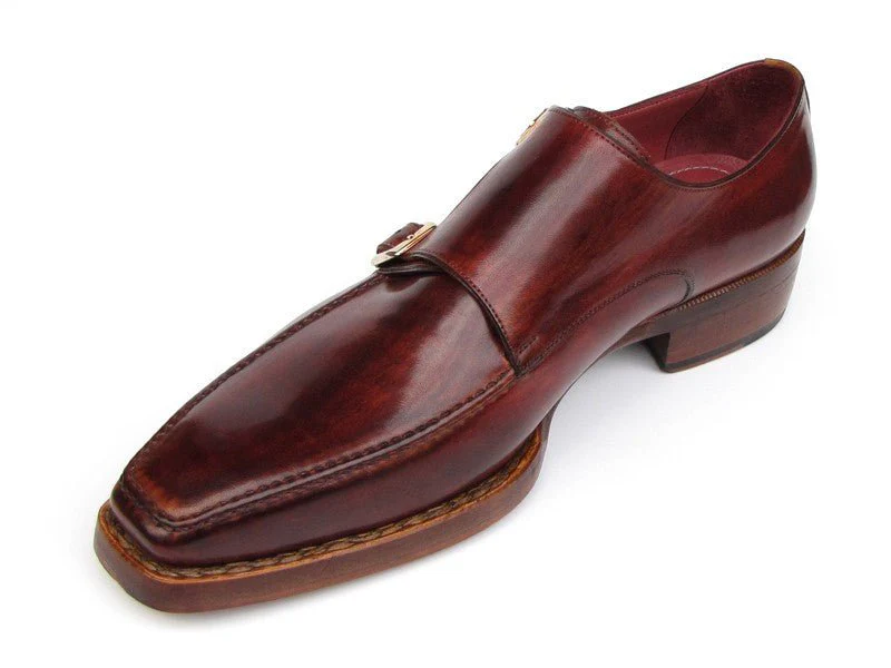 Paul Parkman Men's Double Goodyear Welted Monkstraps in Burgundy - Image 4