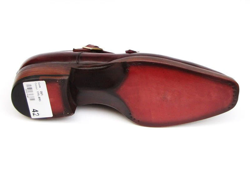 Paul Parkman Men's Double Goodyear Welted Monkstraps in Burgundy - Image 5