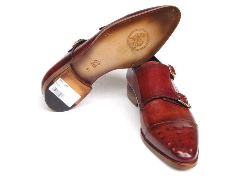 Paul Parkman Men's Double Monkstrap Burgundy Leather (ID#047-BUR) - Image 3