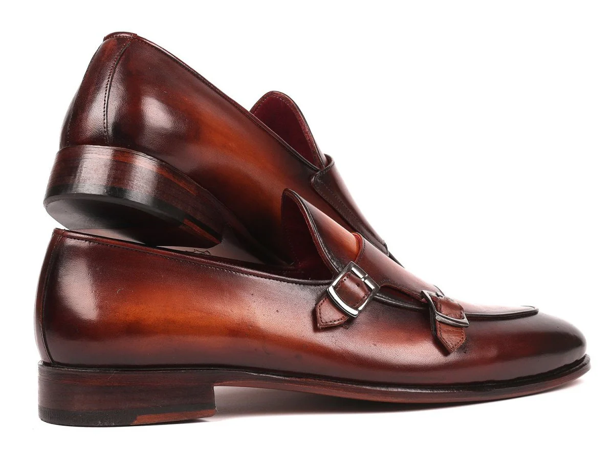 Paul Parkman Men's Double Monkstrap Shoes in Brown - Image 5