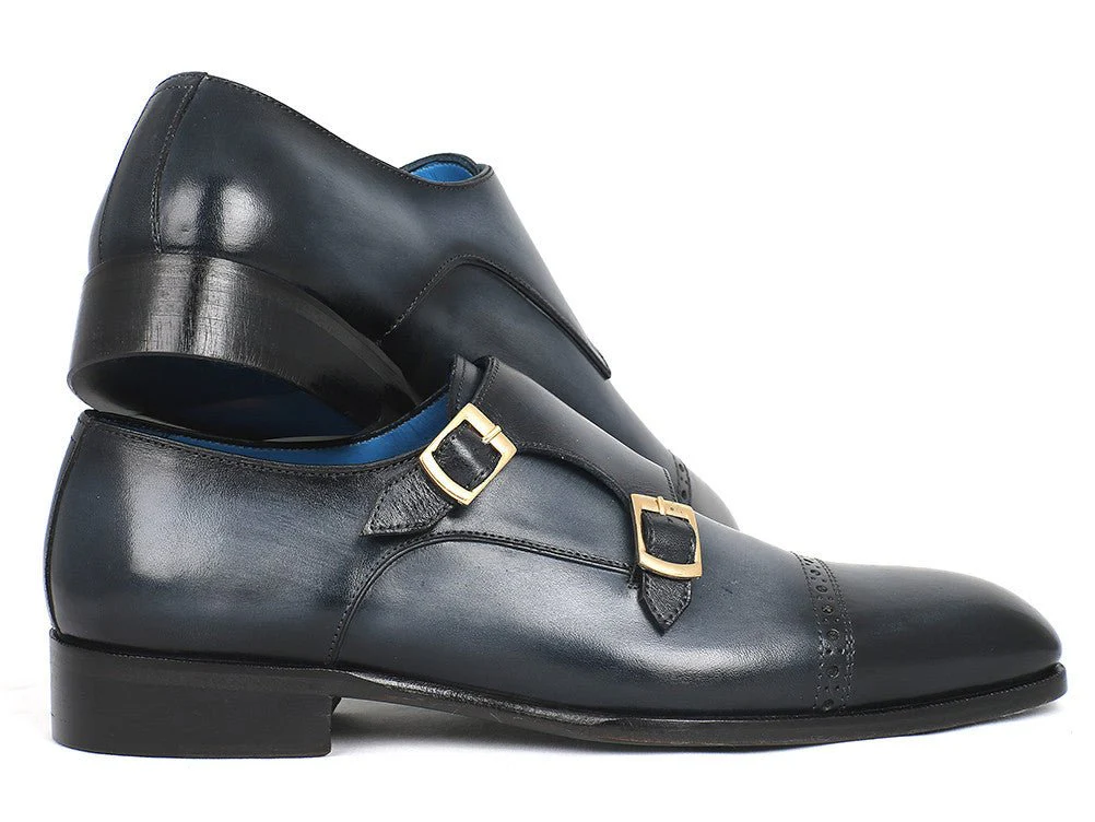 Paul Parkman Men's Double Monkstraps in Navy - Image 6