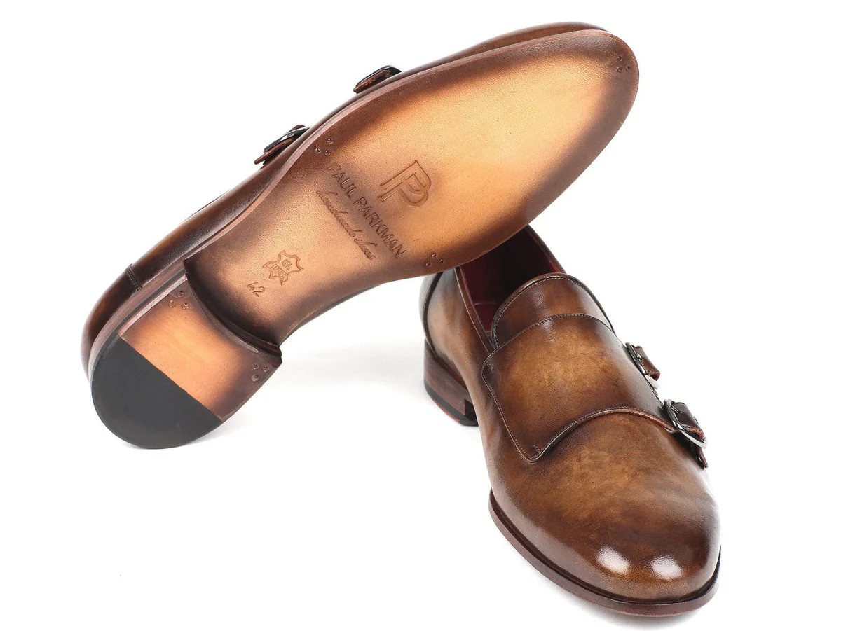 Paul Parkman Men's Double Monkstraps in Olive - Image 3