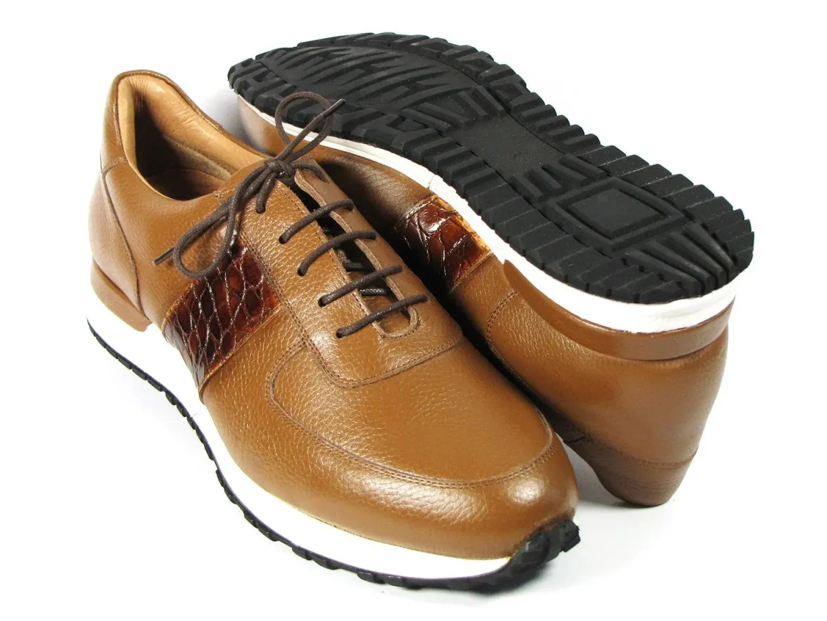 Paul Parkman Men's Floater Leather Sneakers in Cognac - Image 3