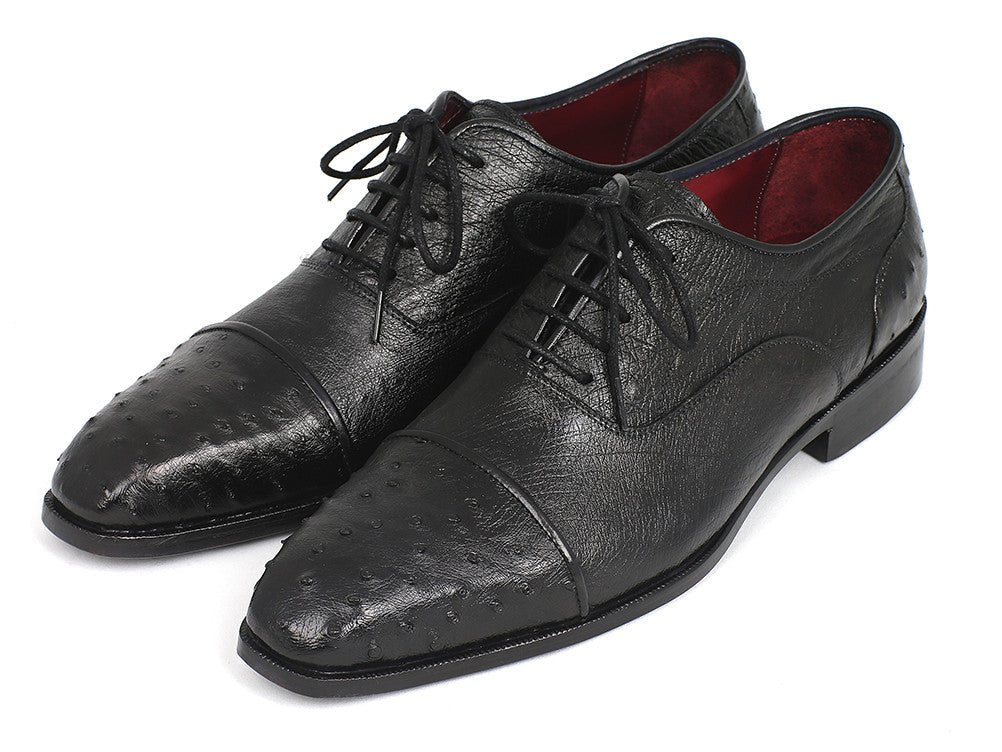 Paul Parkman Men's Genuine Ostrich Captoe Oxfords Black (ID#24XS-BLK) - Image 4