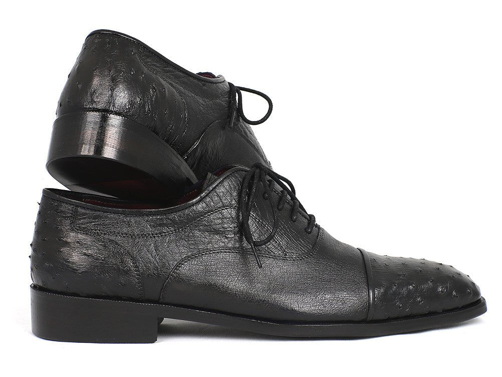 Paul Parkman Men's Genuine Ostrich Captoe Oxfords Black (ID#24XS-BLK) - Image 5