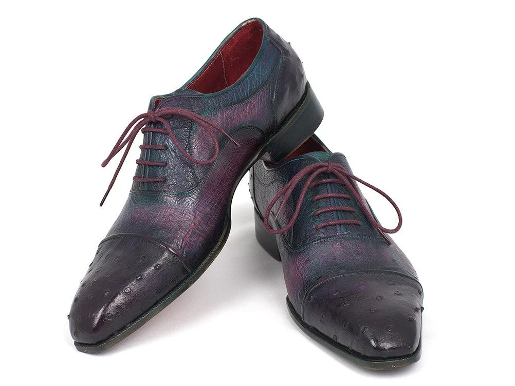 Paul Parkman Men's Genuine Ostrich Captoe Oxfords Purple (ID#24XS-PRP) - Image 4