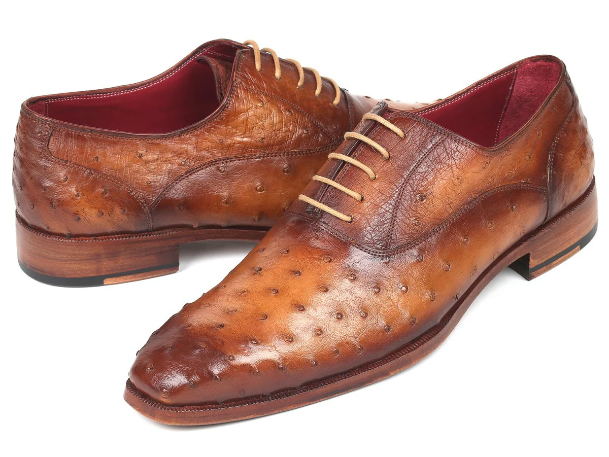 Paul Parkman Men's Genuine Ostrich Oxfords Light Brown (ID#257XS-CML) - Image 3