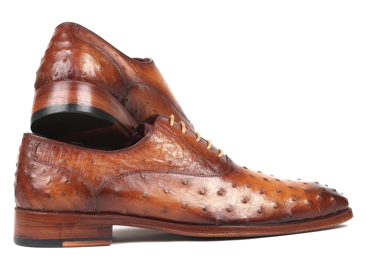 Paul Parkman Men's Genuine Ostrich Oxfords Light Brown (ID#257XS-CML) - Image 4