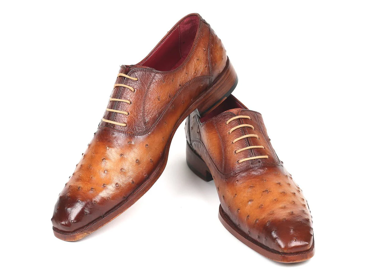 Paul Parkman Men's Genuine Ostrich Oxfords Light Brown (ID#257XS-CML) - Image 5