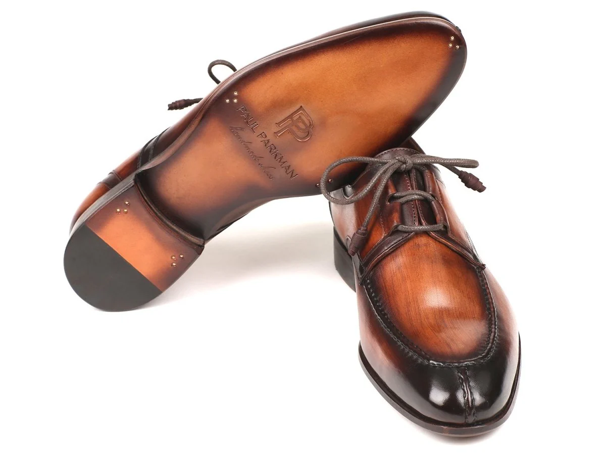 Paul Parkman Men's Ghillie Lacing Dress Shoes in Brown Burnished - Image 3