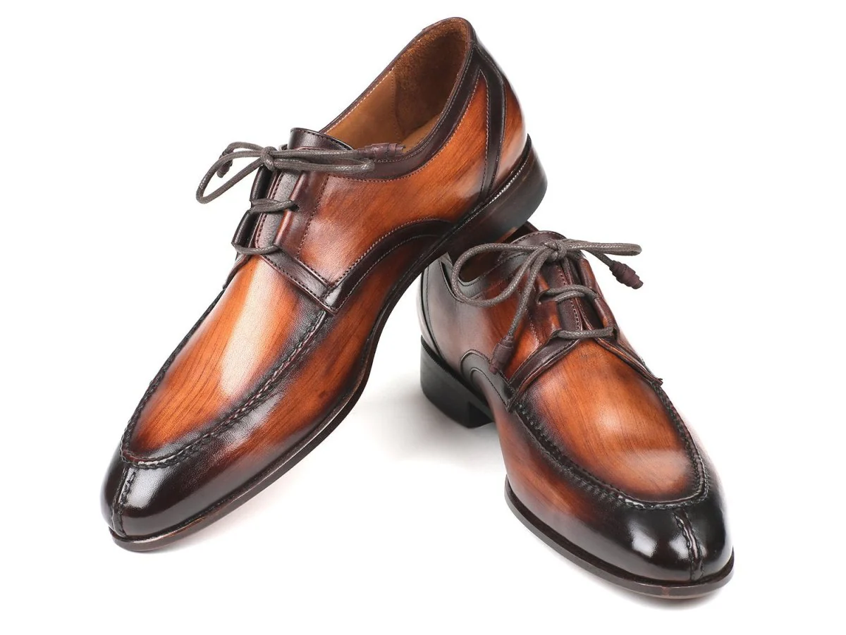 Paul Parkman Men's Ghillie Lacing Dress Shoes in Brown Burnished - Image 4