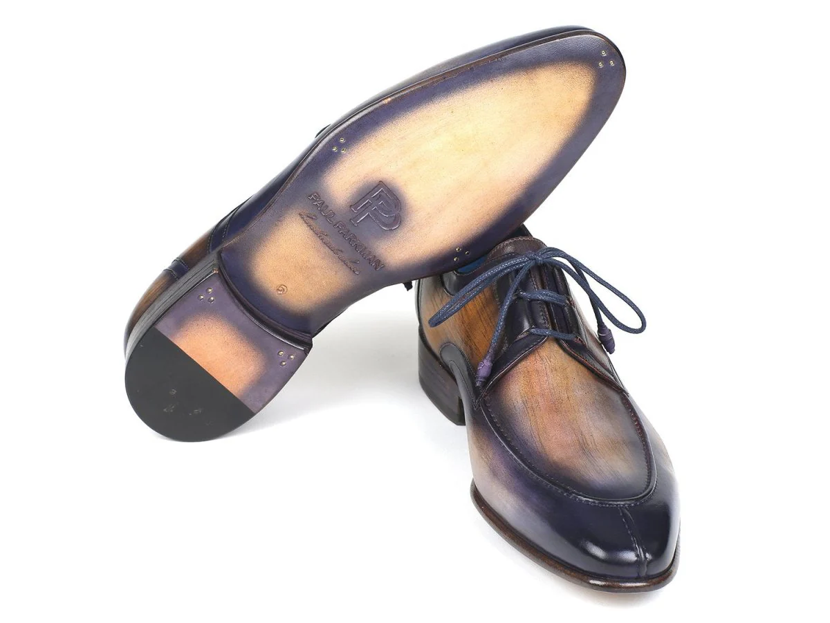 Paul Parkman Men's Ghillie Lacing Dress Shoes in Camel and Purple - Image 2