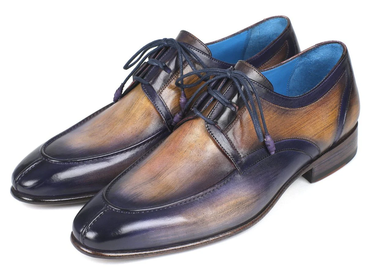 Paul Parkman Men's Ghillie Lacing Dress Shoes in Camel and Purple - Image 4