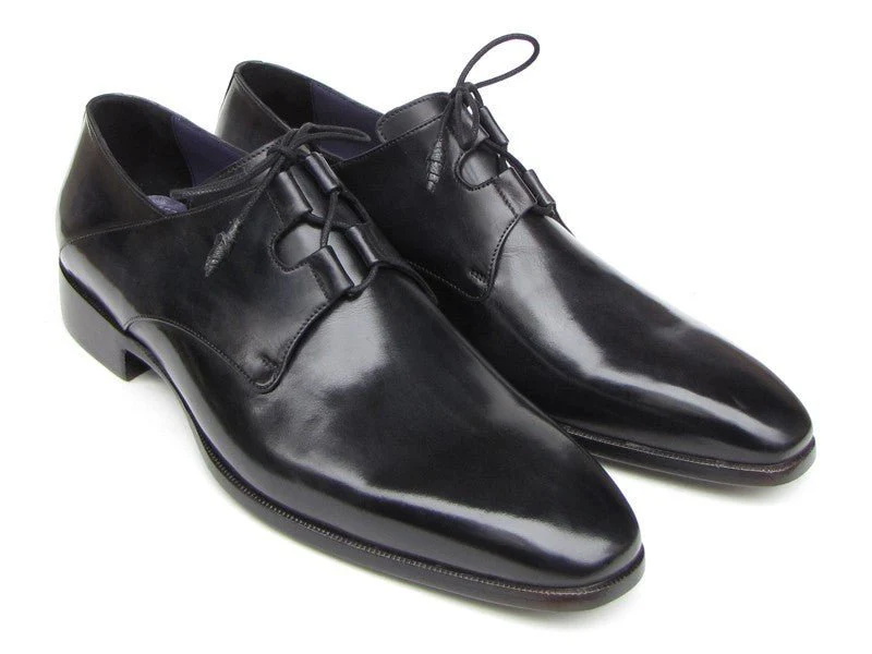 Paul Parkman Men's Ghillie Lacing Hand-Painted Leather Dress Shoes in Black