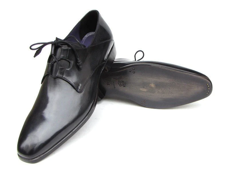 Paul Parkman Men's Ghillie Lacing Hand-Painted Leather Dress Shoes in Black - Image 4