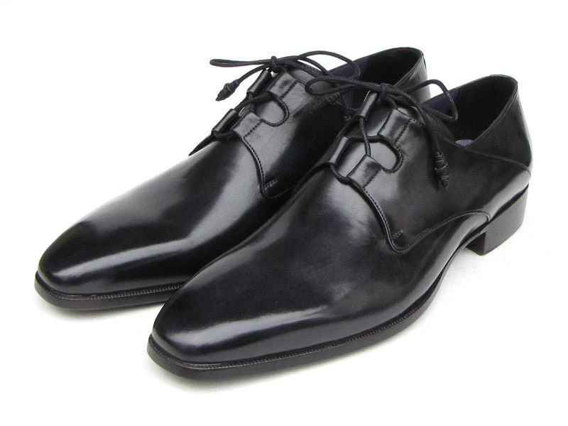 Paul Parkman Men's Ghillie Lacing Hand-Painted Leather Dress Shoes in Black - Image 5