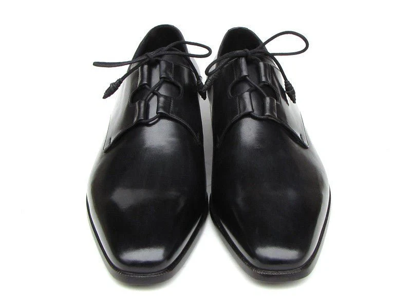 Paul Parkman Men's Ghillie Lacing Plain Toe Black Shoes (ID#076-BLK) - Image 3