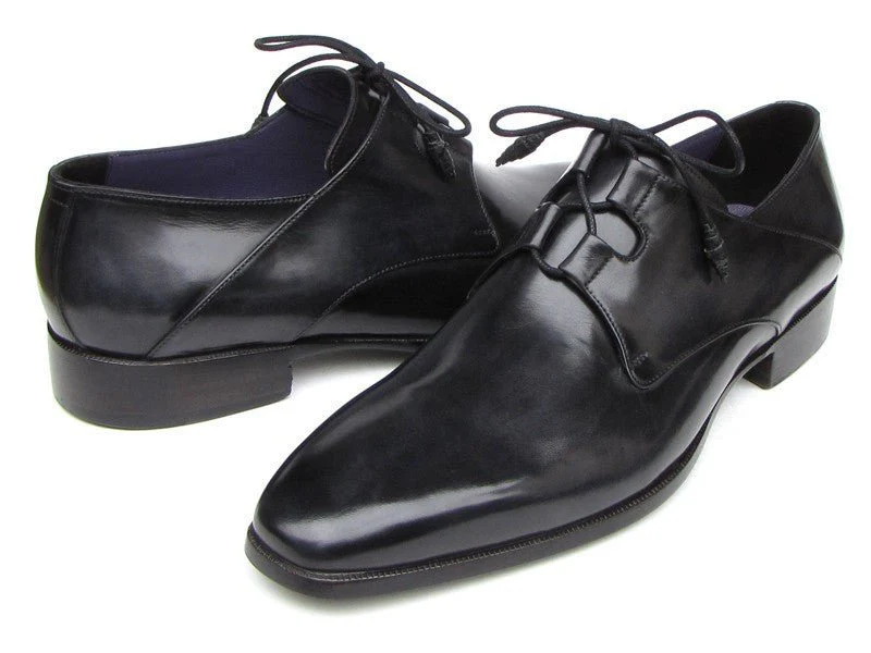 Paul Parkman Men's Ghillie Lacing Plain Toe Black Shoes (ID#076-BLK) - Image 6
