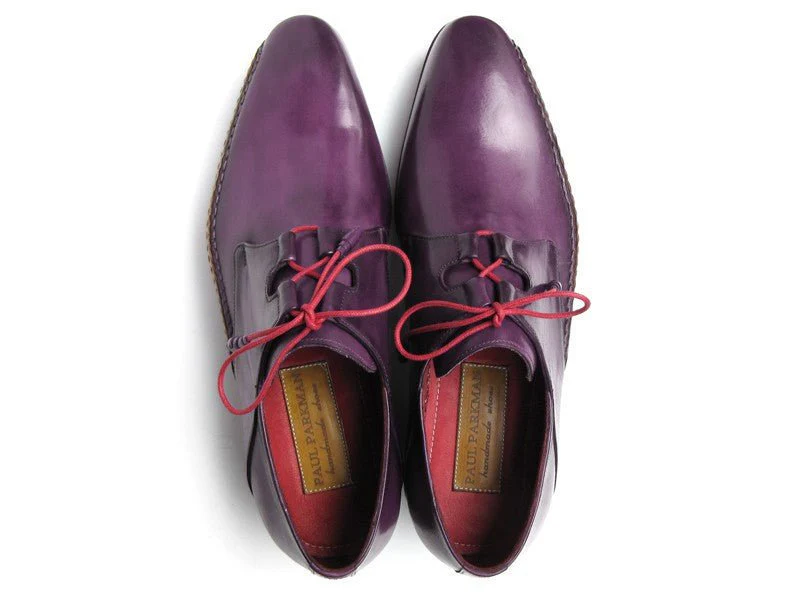 Paul Parkman Men's Ghillie Lacing Side Dress Shoes in Purple - Image 3