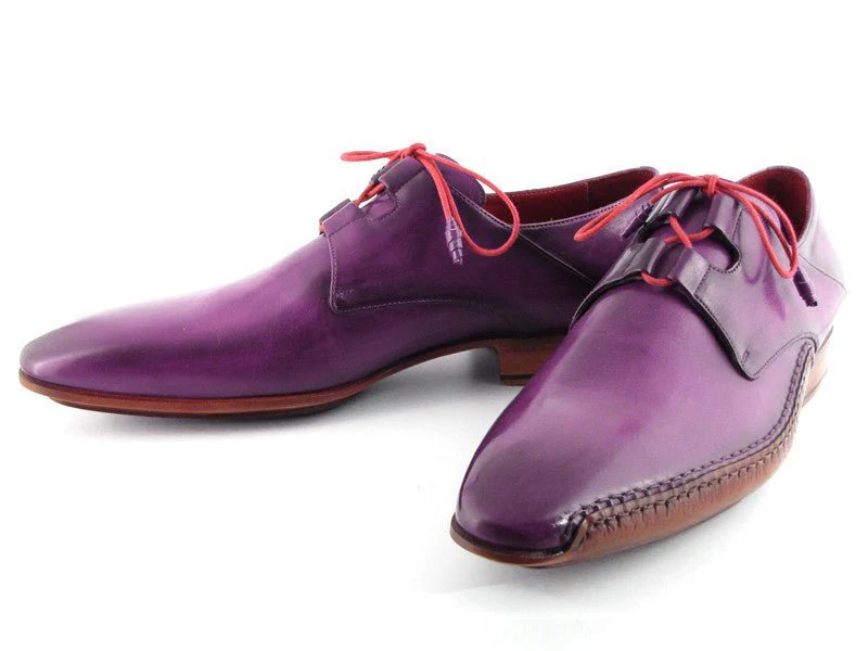 Paul Parkman Men's Ghillie Lacing Side Dress Shoes in Purple - Image 5