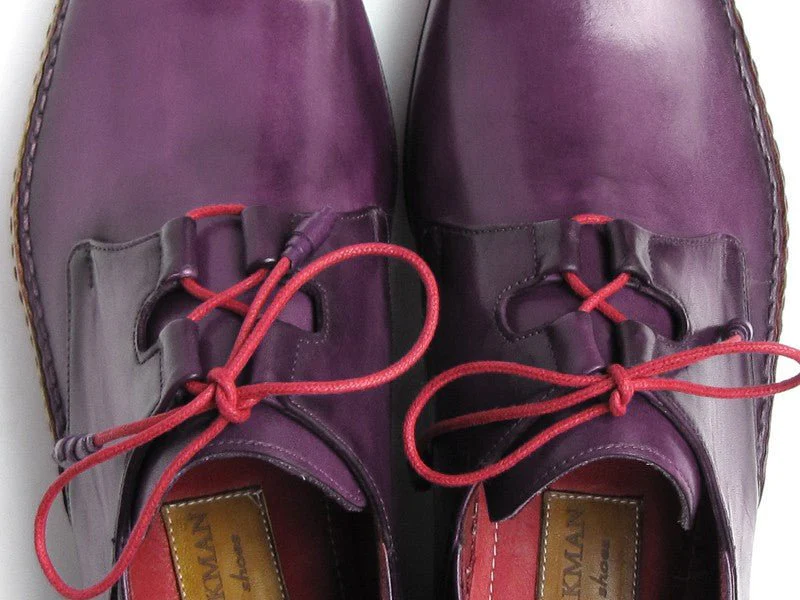 Paul Parkman Men's Ghillie Lacing Side Dress Shoes in Purple - Image 6