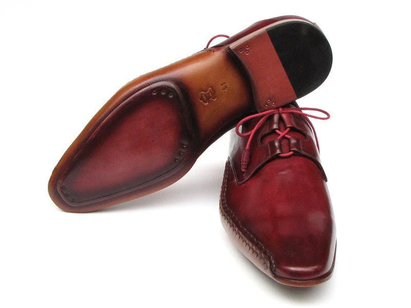 Paul Parkman Men's Ghillie Lacing Side Handsewn Dress Shoes - Burgundy Leather Upper and Leather Sole (ID#022-BUR) - Image 5